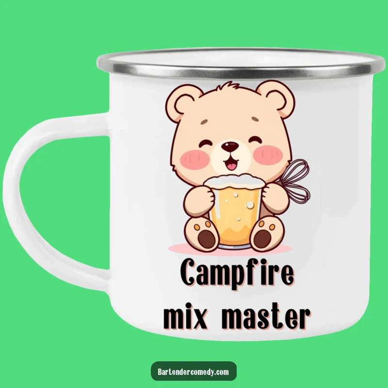Funny Cheerful Bear Cub Camping Mug: Adventure & Happy Drinks Gift!