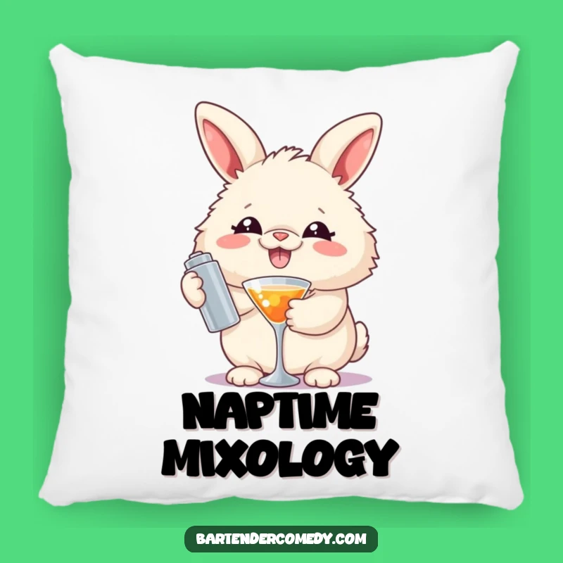 Funny Rabbit Mixologist Pillow: Cuddle Up with a Cocktail Connoisseur!