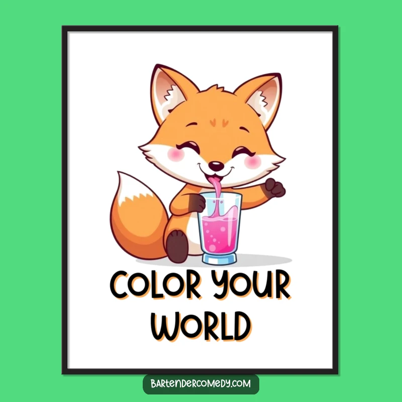 Funny Fox Bartender Digital Art: Instant Sophistication and Fun!
