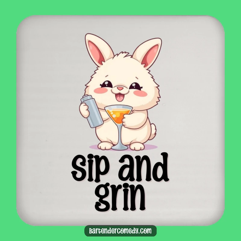 Funny Rabbit Mixologist Coaster: Protect Surfaces with a Grin!