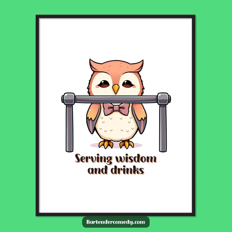 Free Printable Owl Bartender Wall Art - Dapper, Humorous Bar Decor Downloadable