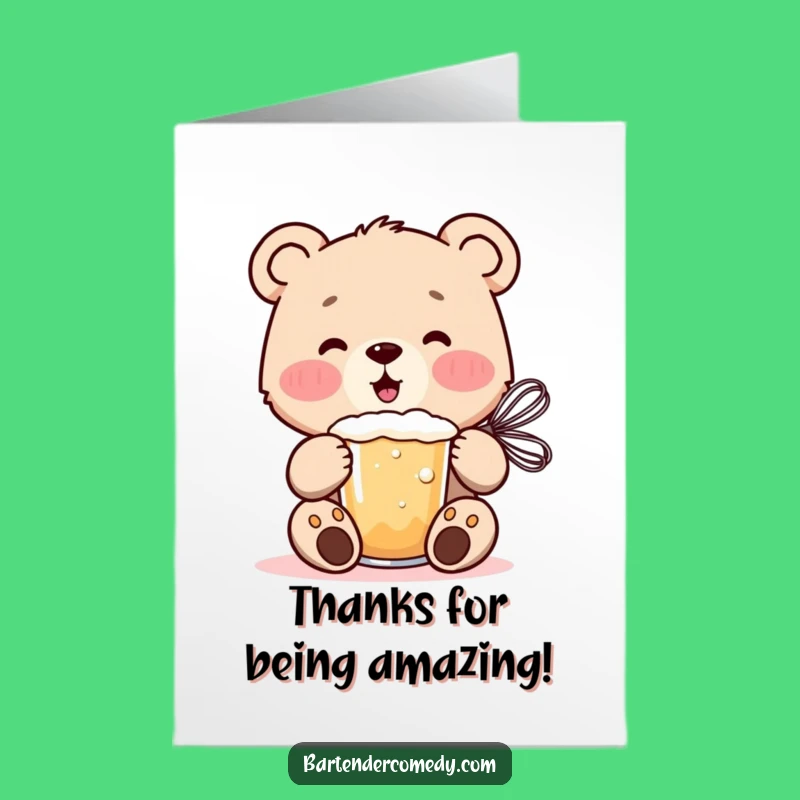Free Printable Bear Cub Thank You Card - Whisking Gratitude, Humorous Downloadable