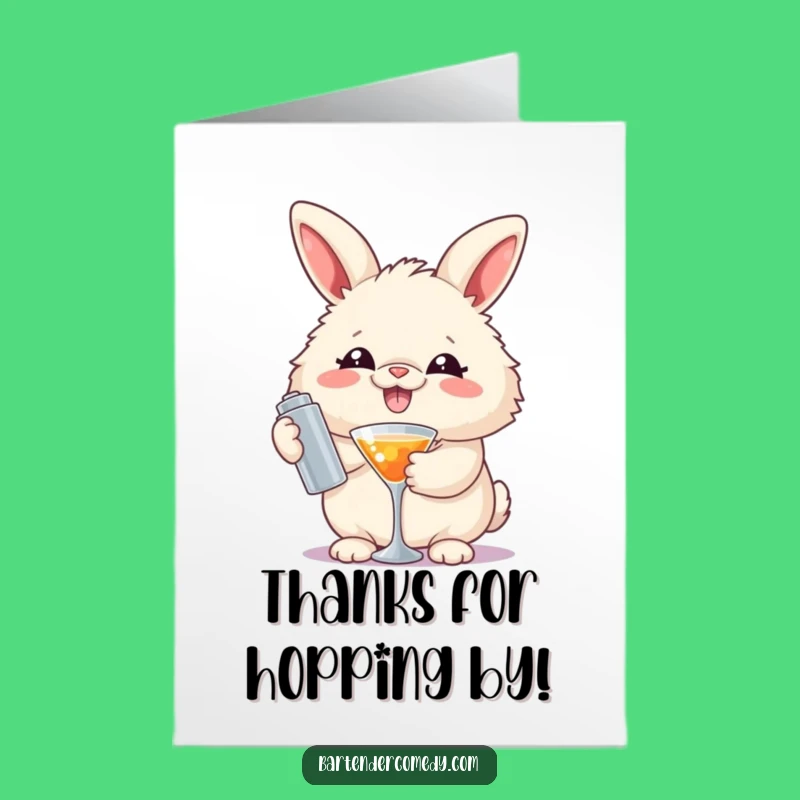 Funny Thank You Card Free Printable: Rabbit Shakes a Cocktail in Gratitude
